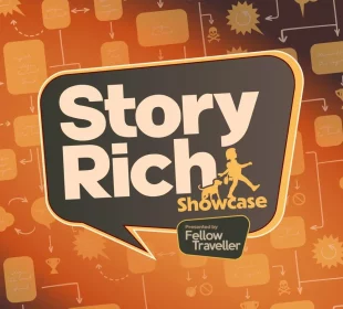 Logo Story-Rich Showcase de Fellow Traveller, vitrine dédiée aux jeux narratifs indépendants en juin 2026