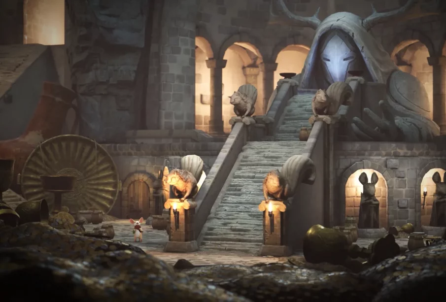 Quill explore un décor de conte dans Moss The Forgotten Relic, la nouvelle version sans casque VR de la saga de Polyarc.