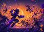 Silhouettes de héros futuristes célébrant un anniversaire de jeu, illustration de la polémique Overwatch 10 ans
