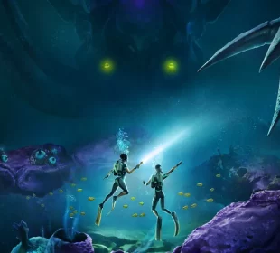 Subnautica 2 en accès anticipé, illustration officielle Steam montrant l'exploration sous-marine