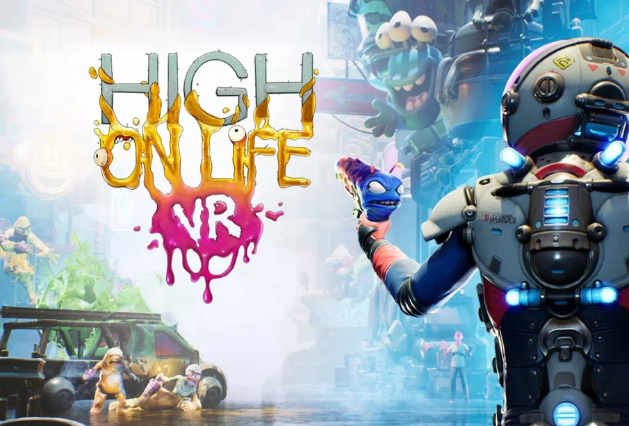 Visuel promotionnel de High On Life VR, le FPS comique de Squanch Games adapté en réalité virtuelle par Flat2VR Studios