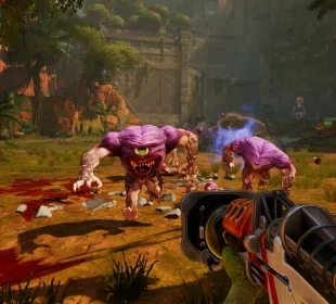 Serious Sam: Shatterverse, screenshot officiel Behaviour Interactive / Devolver Digital, sortie le 31 août 2026