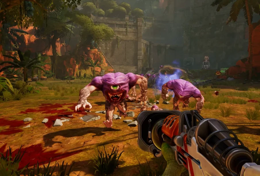 Serious Sam: Shatterverse, screenshot officiel Behaviour Interactive / Devolver Digital, sortie le 31 août 2026