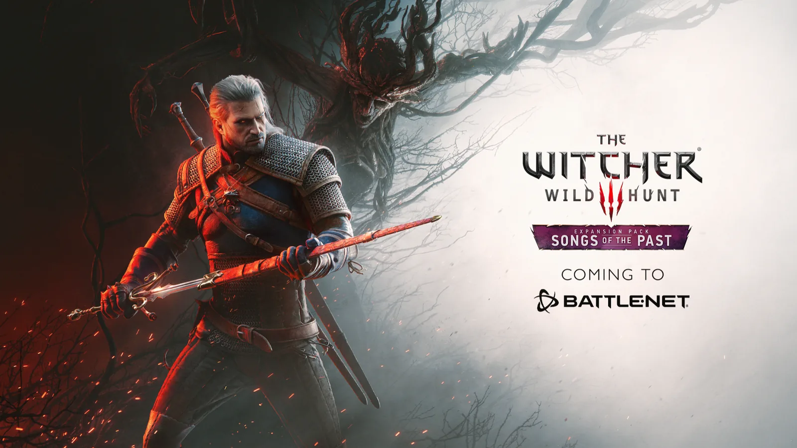 Artwork officiel Songs of the Past, Geralt face à un leshen, arrivée de The Witcher 3 sur Battle.net