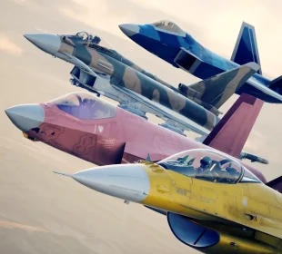Ace Combat 8 Wings of Theve — formation de chasseurs, screenshot officiel Bandai Namco