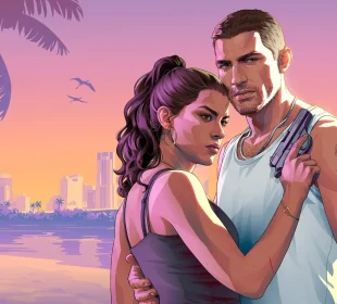 GTA VI — couverture Game Informer n°382, artwork Rockstar Jason et Lucia