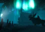 Valheim Deep North – paysage enneigé sous aurore boréale, biome Grand Nord