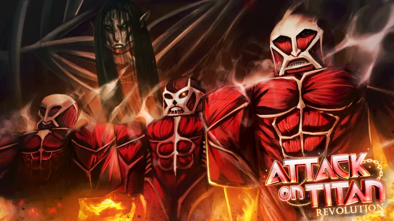 Codes AOTR : visuel de l'Update 4 d'Attack on Titan Revolution avec les Titans Colossaux