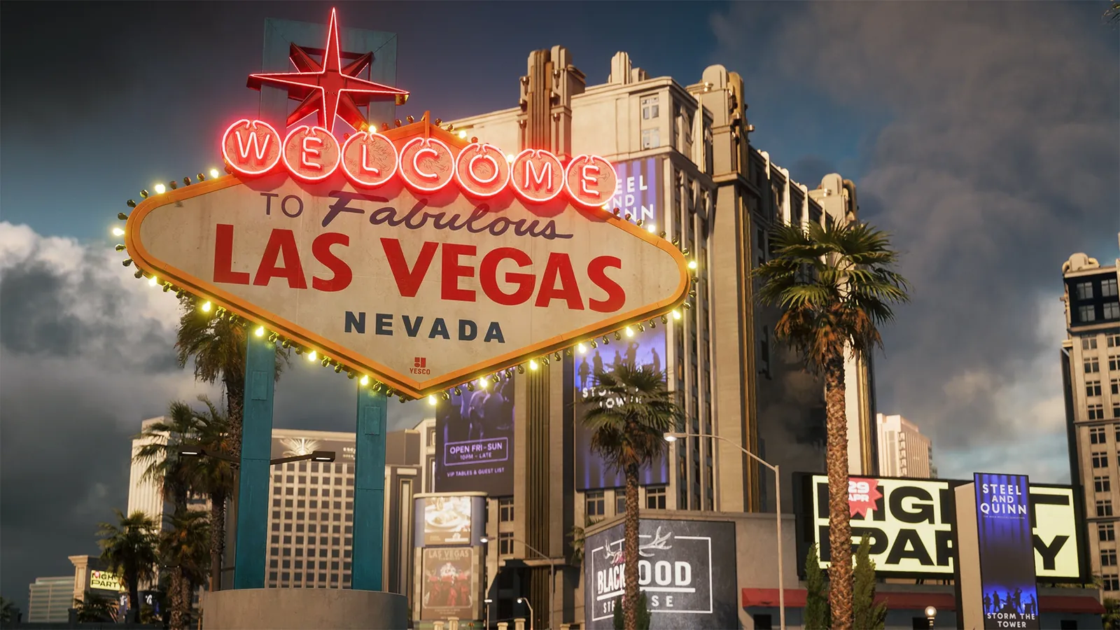 Battlefield 6 Saison 5 : le panneau Welcome to Fabulous Las Vegas sur la carte Vegas Strip, capture officielle
