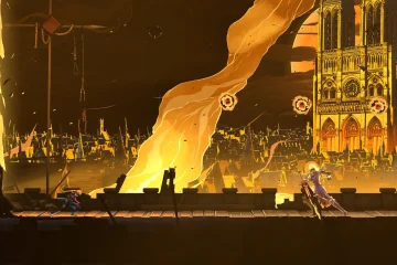 Rose Belmont à Paris devant Notre-Dame en flammes dans Castlevania: Belmont’s Curse