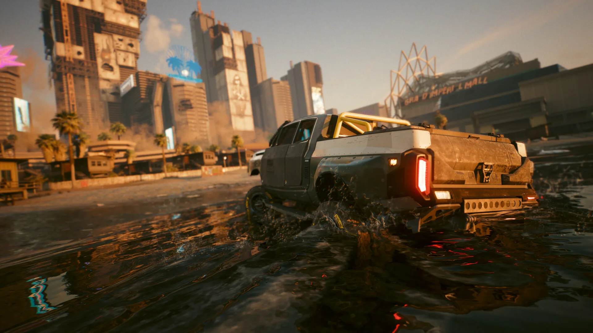 Pick-up roulant dans les Badlands près de Night City, Cyberpunk 2077 fins