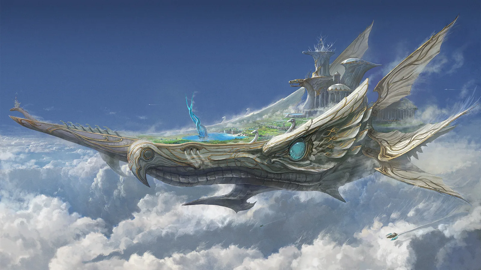 FFXIV Evercold : un Realmship volant au-dessus des nuages
