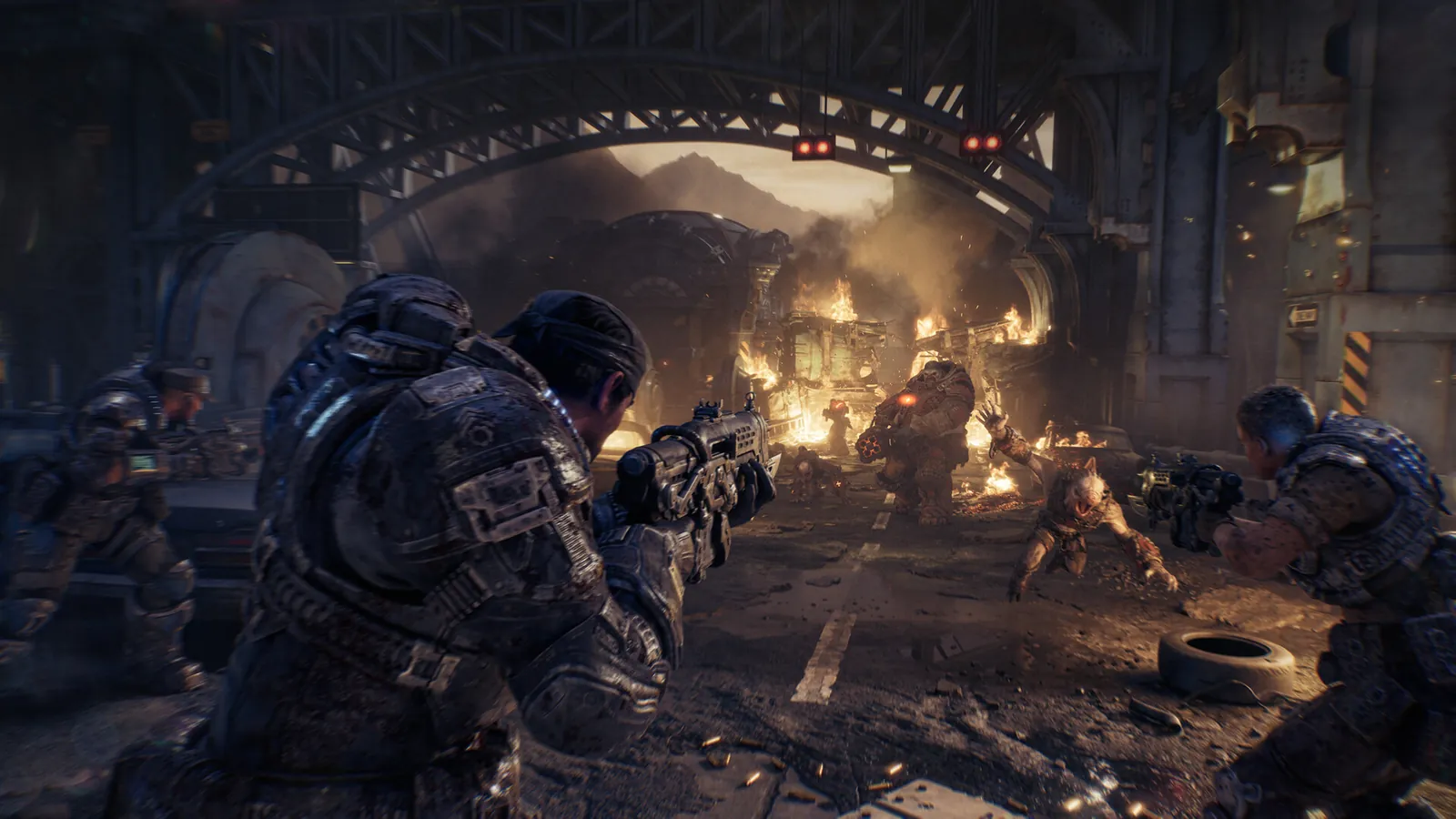 Gears of War E-Day : une escouade de la CGU au combat contre les Locustes à Kalona, capture officielle