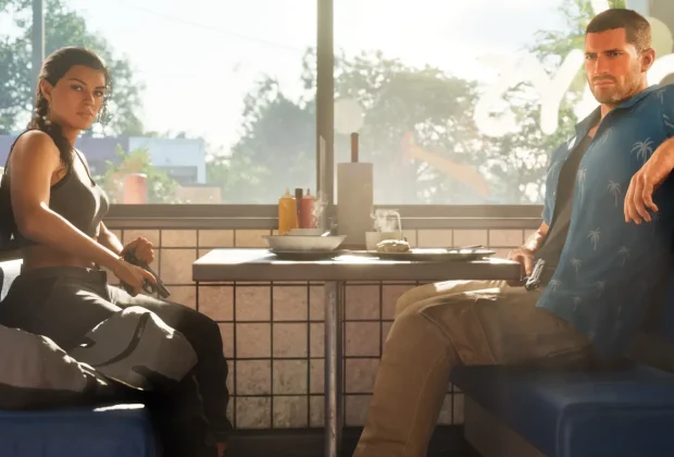 GTA VI PEGI 18 : Lucia et Jason dans un diner, screenshot officiel Rockstar