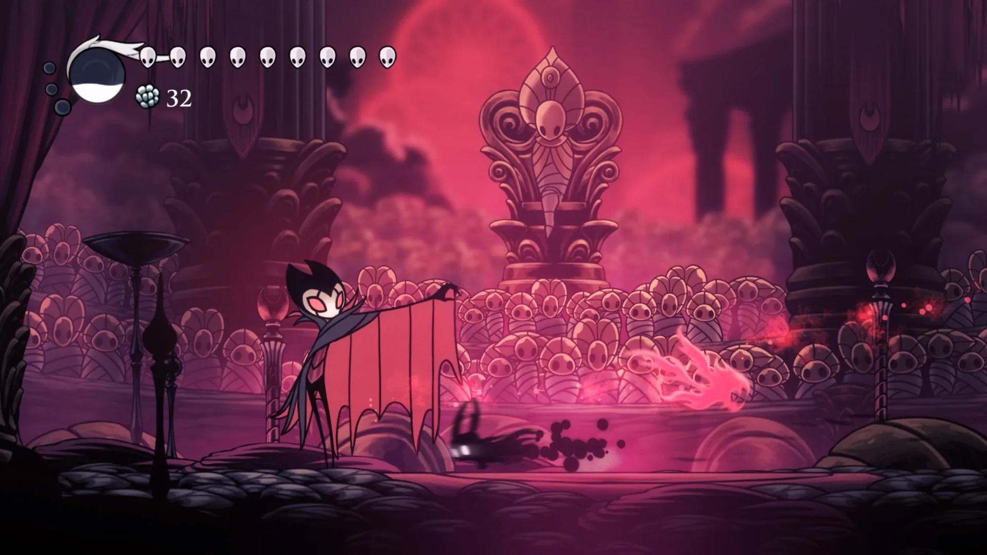 Combat contre Grimm dans Hollow Knight, boss des Panthéons pour les fins