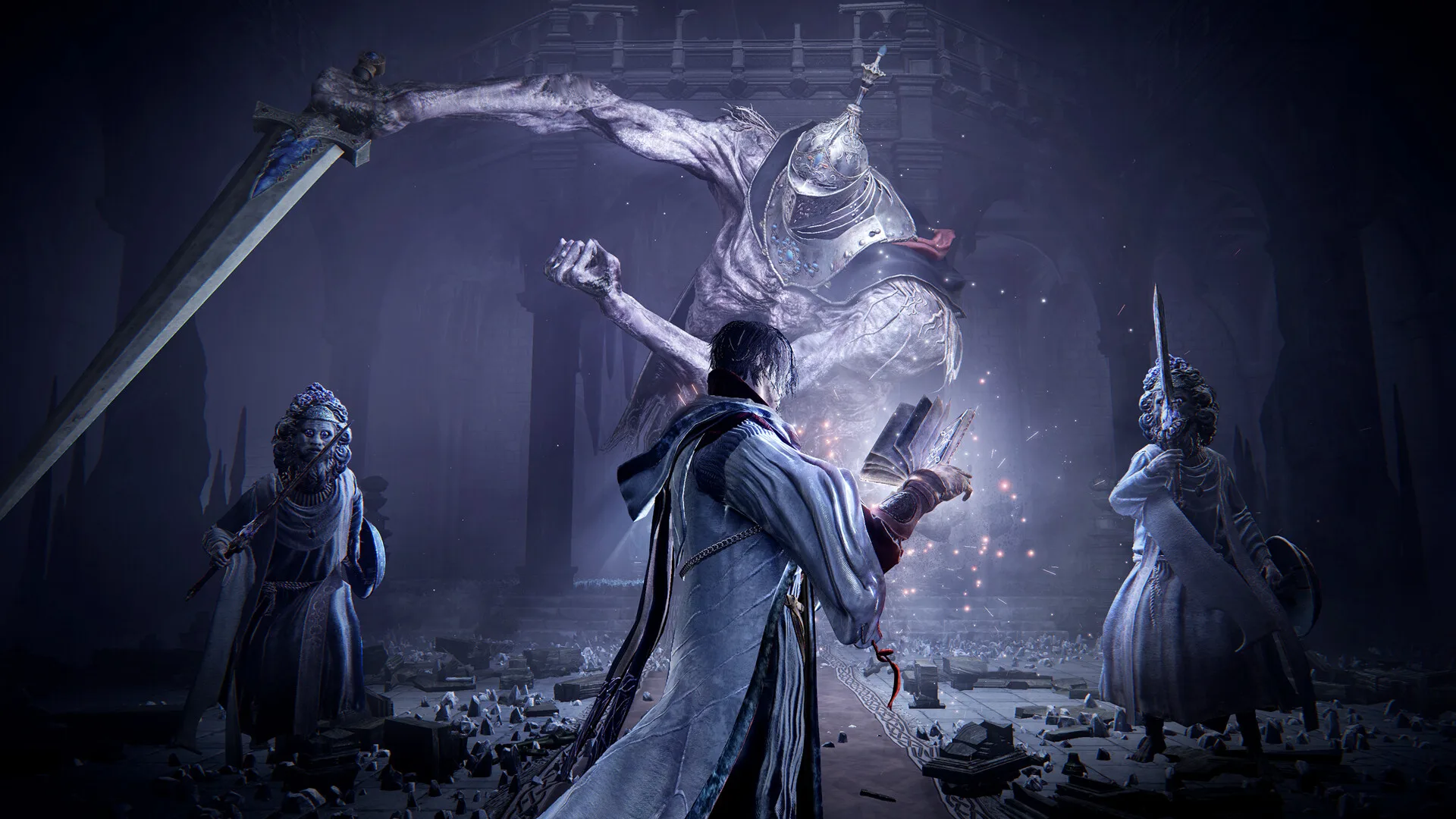 L'Érudit en combat dans le DLC The Forsaken Hollows, Nightreign personnages