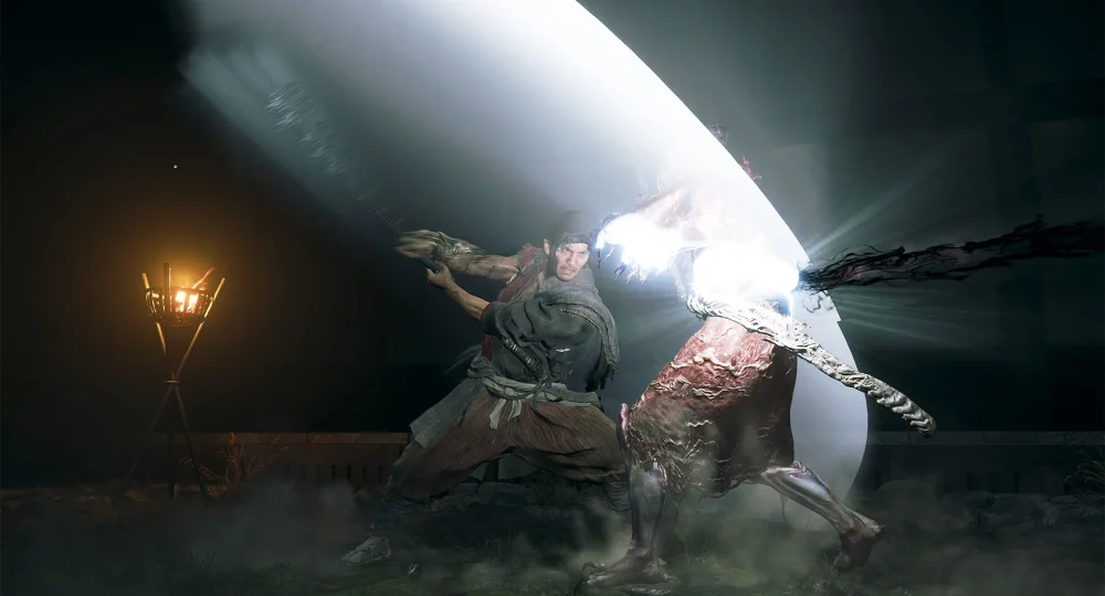 Onimusha Way of the Sword Yoshitsune : Musashi tranche un Genma d'un coup de katana éclatant
