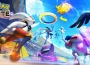 Key art de Pokémon UNITE avec Pyrobut, Amphinobi, Pikachu et Ectoplasma, fin du service