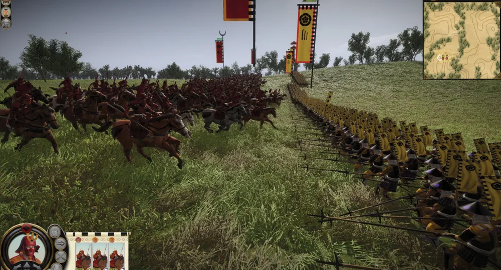 Shogun 2 Complete Edition : charge de cavalerie face à une ligne de yari ashigaru, capture officielle