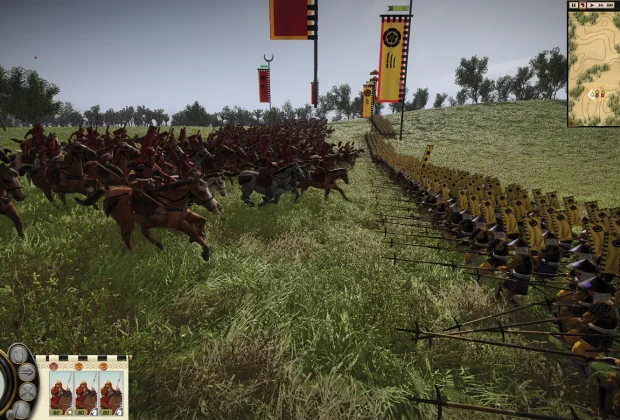 Shogun 2 Complete Edition : charge de cavalerie face à une ligne de yari ashigaru, capture officielle