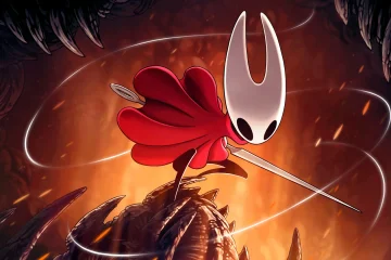 Silksong emblèmes : Hornet brandit son aiguille sur l'artwork officiel du jeu