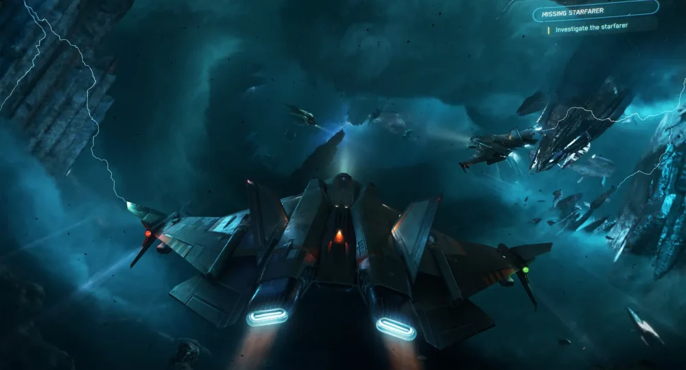Chasseur de la UEE Navy en pleine bataille spatiale, Squadron 42 trailer The Oath