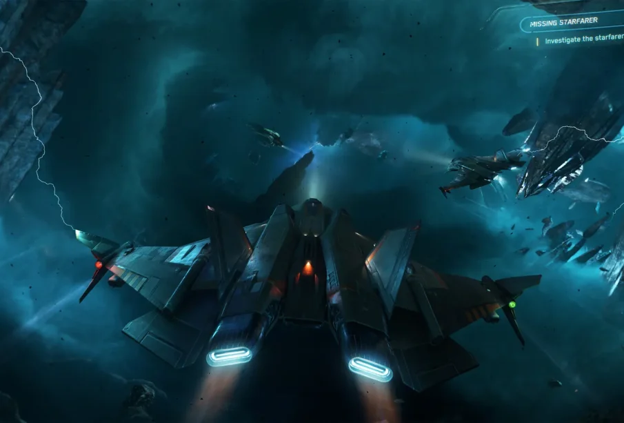 Chasseur de la UEE Navy en pleine bataille spatiale, Squadron 42 trailer The Oath
