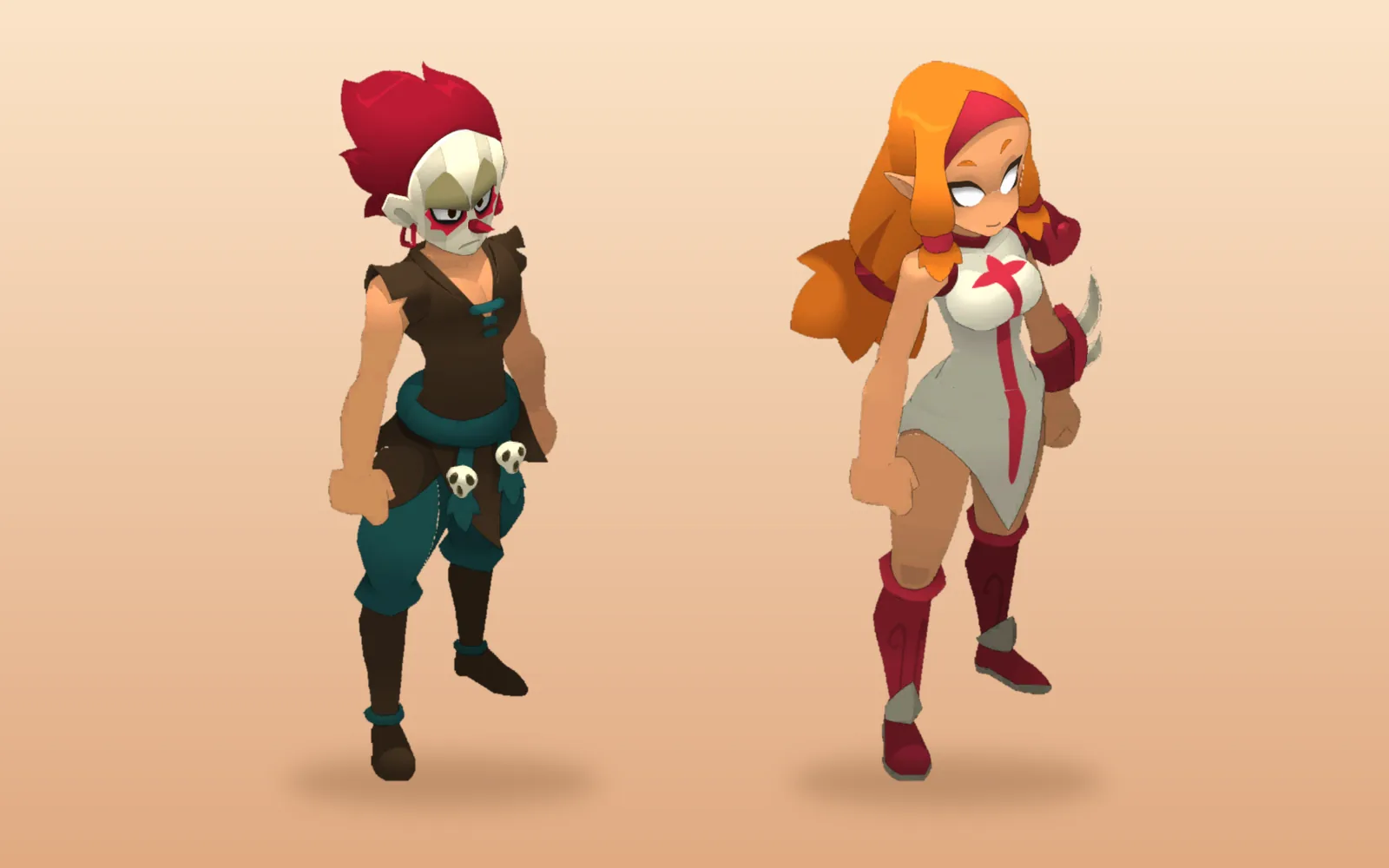 Iop mâle et Iop femelle modélisés dans Dofus Unity (Dofus 3)