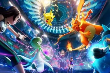 Tableau des types Pokémon : Pikachu, Dracaufeu, Gardevoir et Lucario sur l'illustration officielle de Pokémon Champions