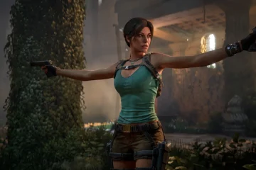 Lara Croft armée de ses deux pistolets, Tomb Raider Legacy of Atlantis