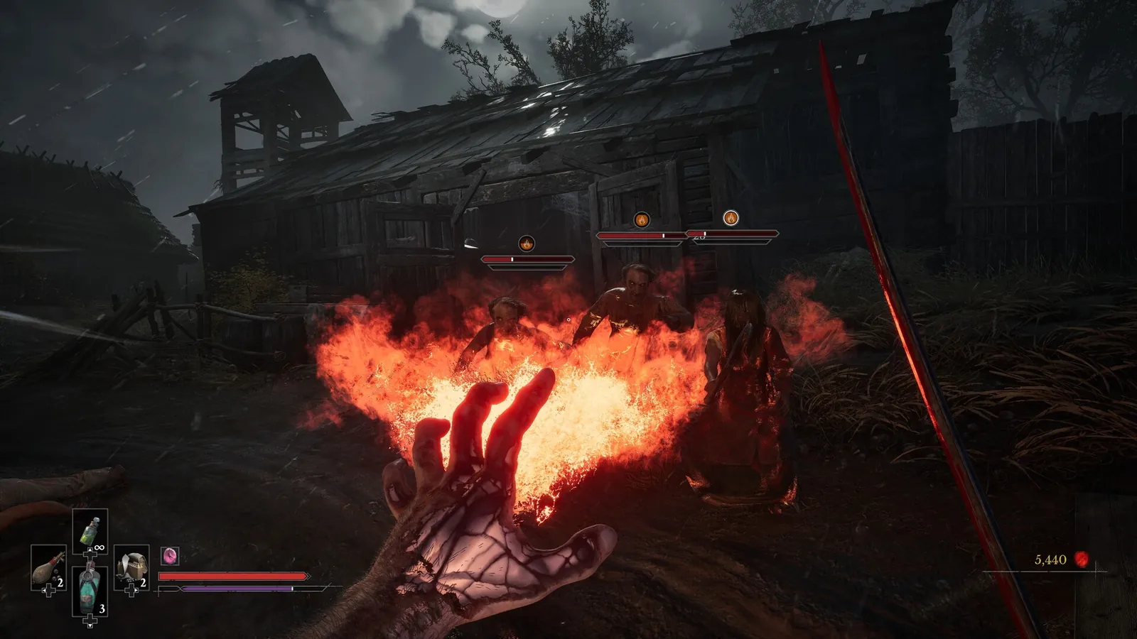 Transmutation de feu de la main gauche dans Valor Mortis