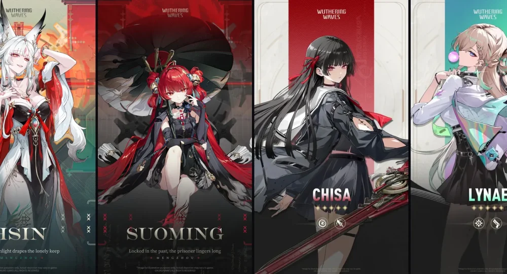Wuwa character list : Hsin, Suoming, Chisa et Lynae, personnages de la version 3.7 de Wuthering Waves